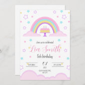 Rainbow Birthday Einladung für Girls Boho Rainbow (Vorne/Hinten)