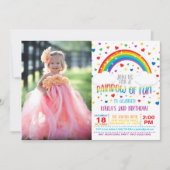 Rainbow Birthday Einladung mit Foto  (Vorderseite)
