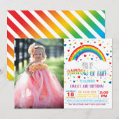 Rainbow Birthday Einladung mit Foto  (Vorne/Hinten)