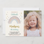 Rainbow Birthday Einladung mit Foto (Vorderseite)