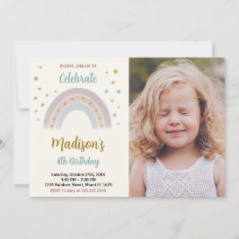 Rainbow Birthday Einladung mit Foto