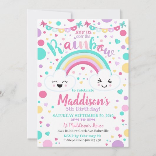 Rainbow Birthday Einladung - Rainbow Party (Vorderseite)