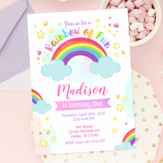 Rainbow Birthday Einladung, Regenbogen des Spaß Einladung