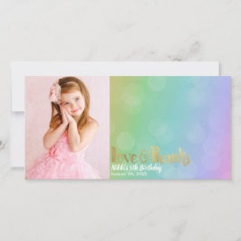 Rainbow Birthday Foto Liebe & Vielen Dank Dankeskarte
