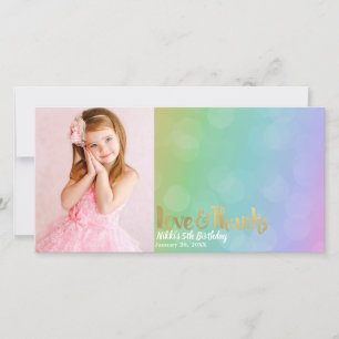 Rainbow Birthday Foto Liebe & Vielen Dank Dankeskarte