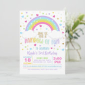 Rainbow Birthday Invasion - Girl Pastel Einladung (Stehend Vorderseite)