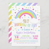 Rainbow Birthday Invasion - Girl Pastel Einladung (Vorne/Hinten)