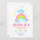 Rainbow Birthday Invitation Girls Rainbow Party Einladung (Vorne/Hinten)