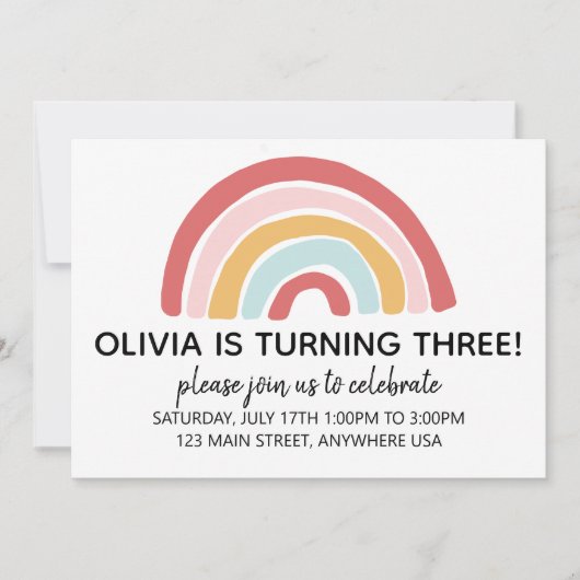 Rainbow Birthday Invite Einladung (Vorderseite)