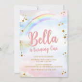 Rainbow Birthday Invite Pastel Colorful Magical Einladung (Vorderseite)