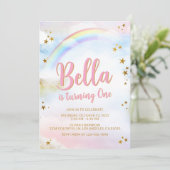 Rainbow Birthday Invite Pastel Colorful Magical Einladung (Stehend Vorderseite)