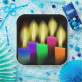 Rainbow Birthday Kerzen auf schwarz Pappteller (Party)