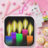 Rainbow Birthday Kerzen auf schwarz Pappteller (Party)