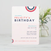 Rainbow Birthday Kids Pink Aquamarines Party Einladung (Stehend Vorderseite)