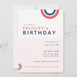 Rainbow Birthday Kids Pink Aquamarines Party Einladung