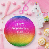 Rainbow Birthday Lila Gelbe Sparkasse Pappteller (Party)