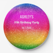 Rainbow Birthday Lila Gelbe Sparkasse Pappteller (Vorderseite)