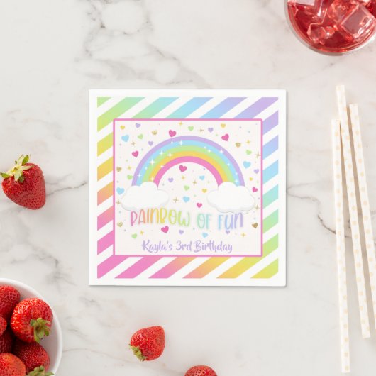 Rainbow Birthday Napkin - Pastel - Custom Serviette (Beispiel)