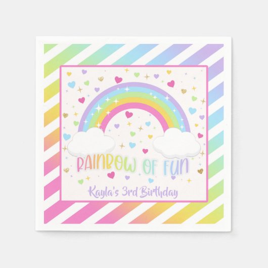 Rainbow Birthday Napkin - Pastel - Custom Serviette (Vorderseite)