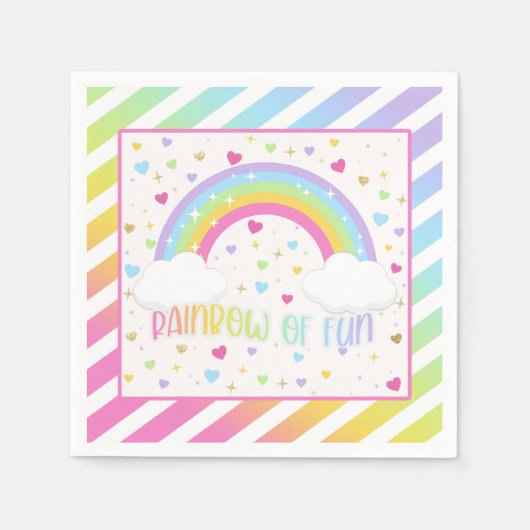 Rainbow Birthday Napkin - Pastel Serviette (Vorderseite)