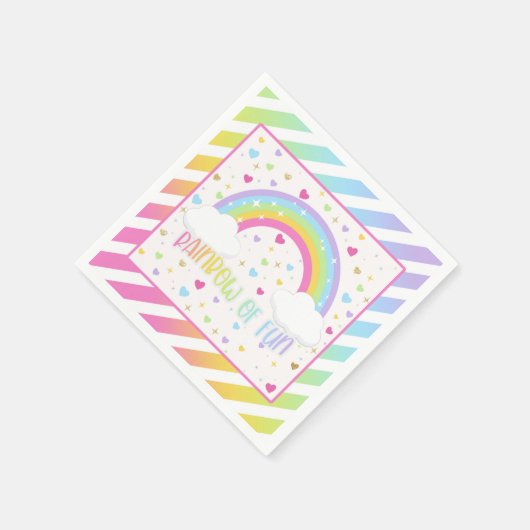 Rainbow Birthday Napkin - Pastel Serviette (Ecke)