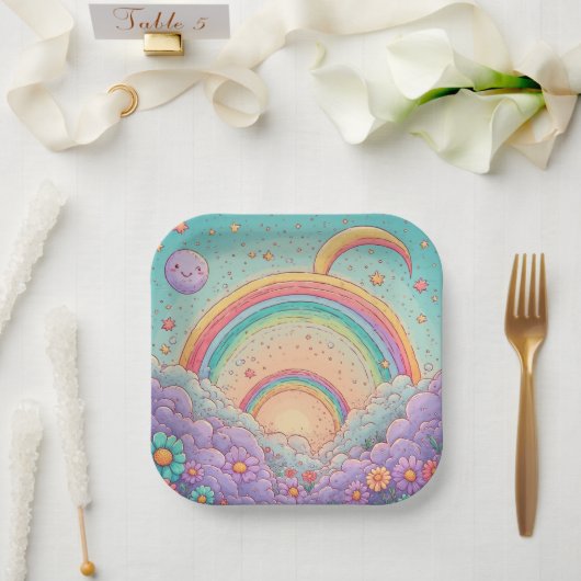 rainbow Birthday or Shower Pappteller (Hochzeit)