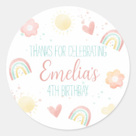 Rainbow Birthday Party Classic Round Sticker