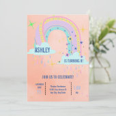 Rainbow Birthday Party Einladung (Stehend Vorderseite)