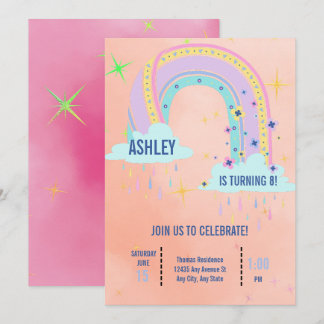 Rainbow Birthday Party Einladung