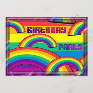 Rainbow Birthday Party Einladung