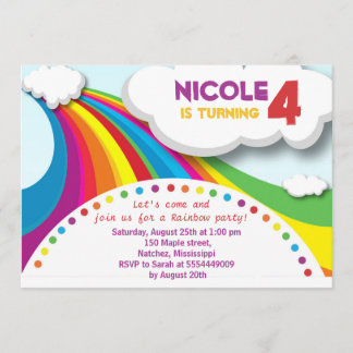 Rainbow Birthday Party Einladung