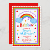 Rainbow Birthday Party Einladung (Vorne/Hinten)