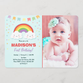 Rainbow Birthday Party Einladung Girl Confetti