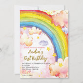 Rainbow Birthday Party Einladung, Mädchen Geburtst Einladung (Vorderseite)
