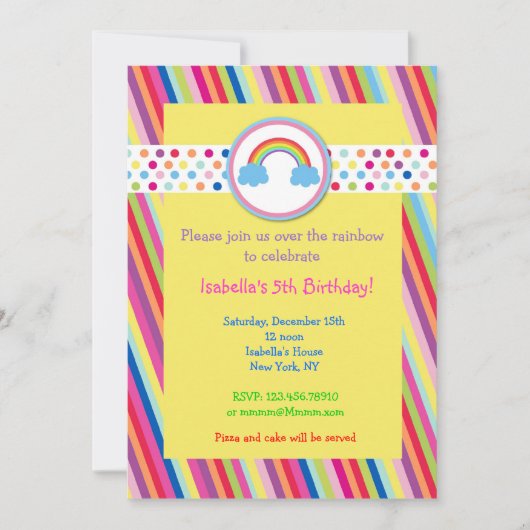 Rainbow Birthday Party Einladungen (Vorderseite)