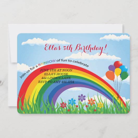 Rainbow Birthday Party Einladungen (Vorderseite)