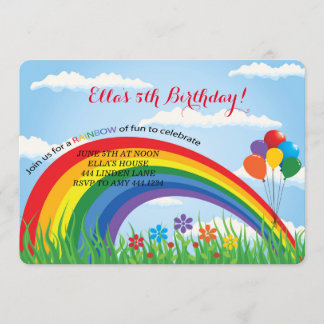 Rainbow Birthday Party Einladungen