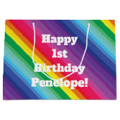 Rainbow Birthday Party Große Geschenktüte (Vorderseite)