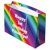 Rainbow Birthday Party Große Geschenktüte (Rückseite Schrägansicht)