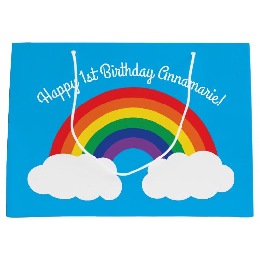 Rainbow Birthday Party Große Geschenktüte (Vorderseite)