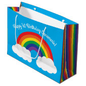 Rainbow Birthday Party Große Geschenktüte (Vorderseite Schrägansicht)