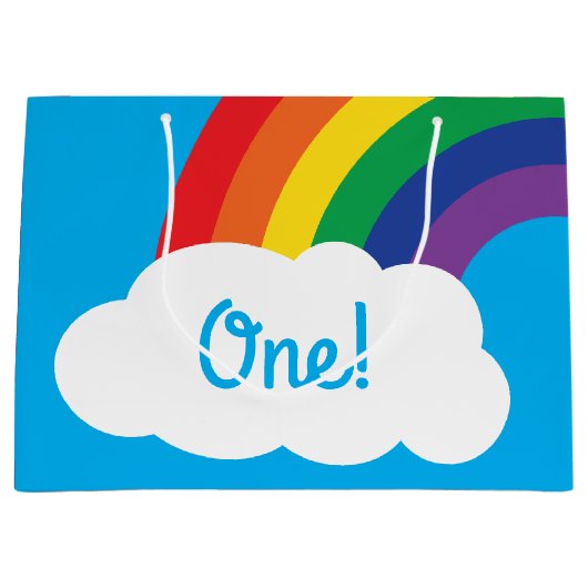 Rainbow Birthday Party Große Geschenktüte (Vorderseite)