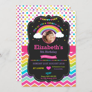 Rainbow Birthday Party Invest Card Foto Einladung