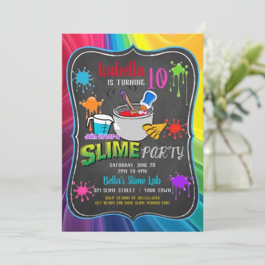 Rainbow Birthday Party Invitati Einladung (Stehend Vorderseite)