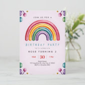 Rainbow Birthday Party Invitation – Colorful Kids  Einladung (Stehend Vorderseite)