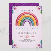 Rainbow Birthday Party Invitation – Colorful Kids  Einladung (Vorne/Hinten)