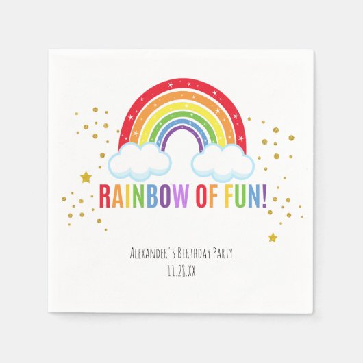 Rainbow Birthday Party Paper Napkin Serviette (Vorderseite)