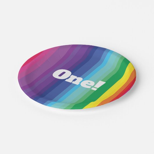 Rainbow Birthday Party Pappteller (Schrägansicht)