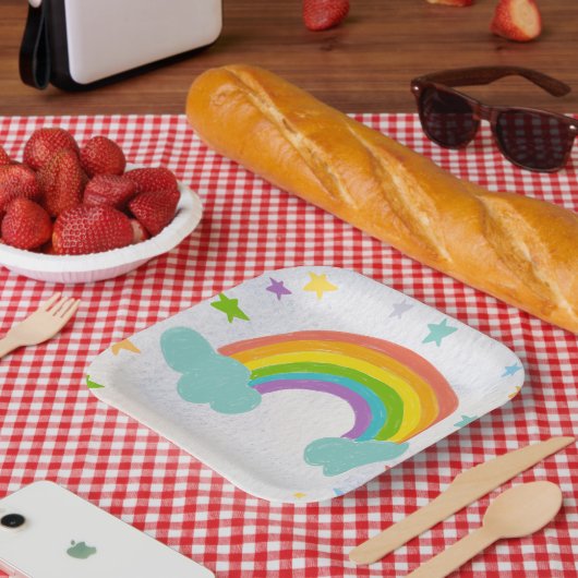 Rainbow Birthday Party Pappteller (Picknick)