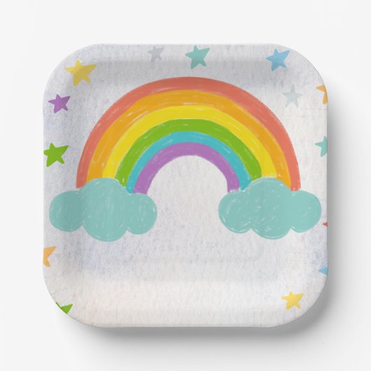 Rainbow Birthday Party Pappteller (Vorderseite)